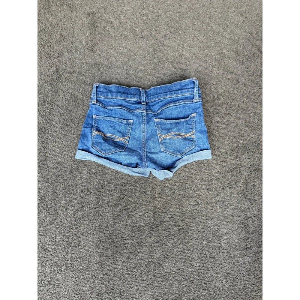 Abercrombie Kids Girls Size 14 Medium Wash Cuffed Stretch Denim Shorts Blue